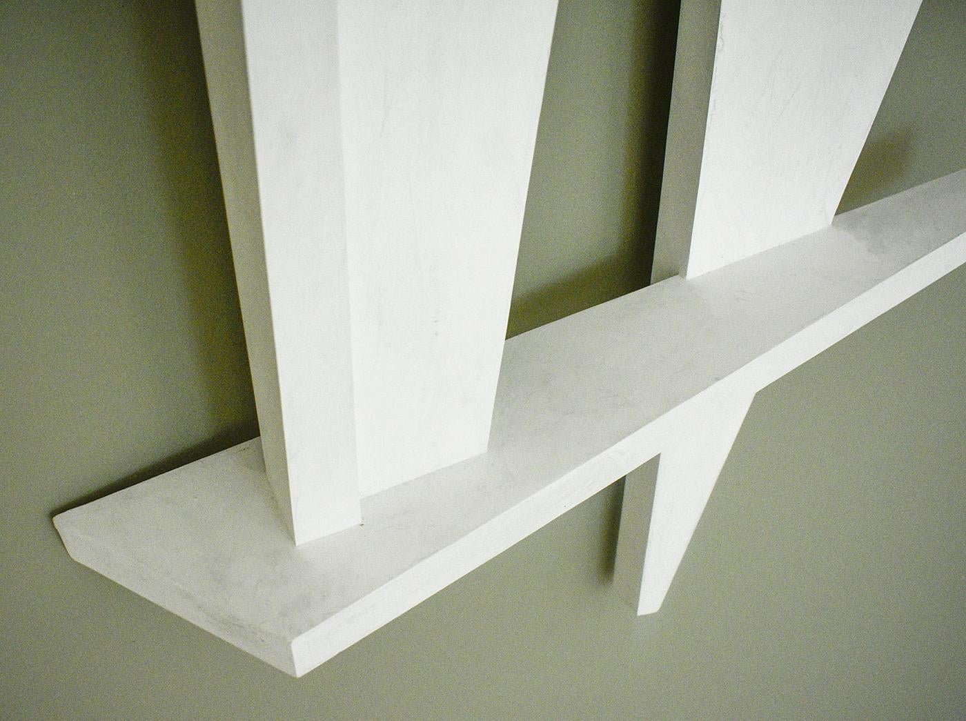 Minimalist, New Brutalism abstract three dimensional wall sculpture in white
