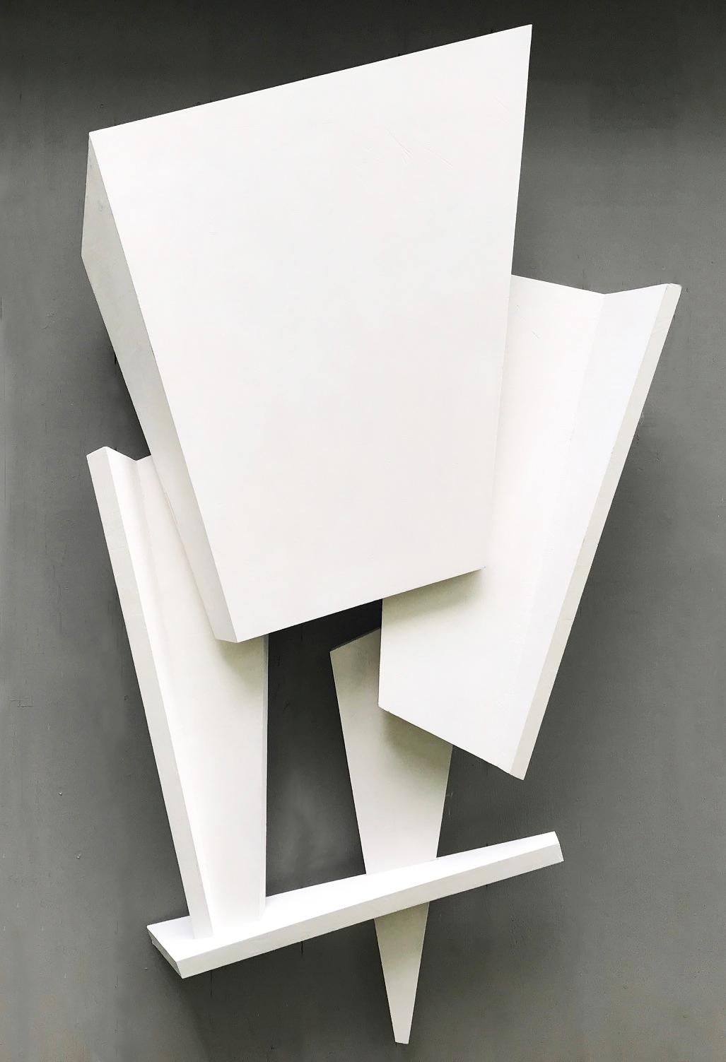 Closing Gate (New Brutalism Minimalist Abstract Wall Sculpture in Bright White)