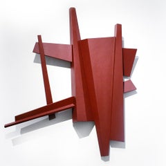 Descendant of Cubist (Deep Red Burgundy Minimalist Abstract Wall Sculpture)