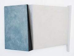 Parallel Window (Minimalist Abstract Wall Sculpture in White & Pale Blue)