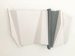 Rained On (Abstract Minimalist Horizontal White and Grey Wall Sculpture)