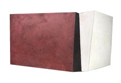 Soil and Flags (Abstract Minimalist Wall Sculpture in Red Rust and White)