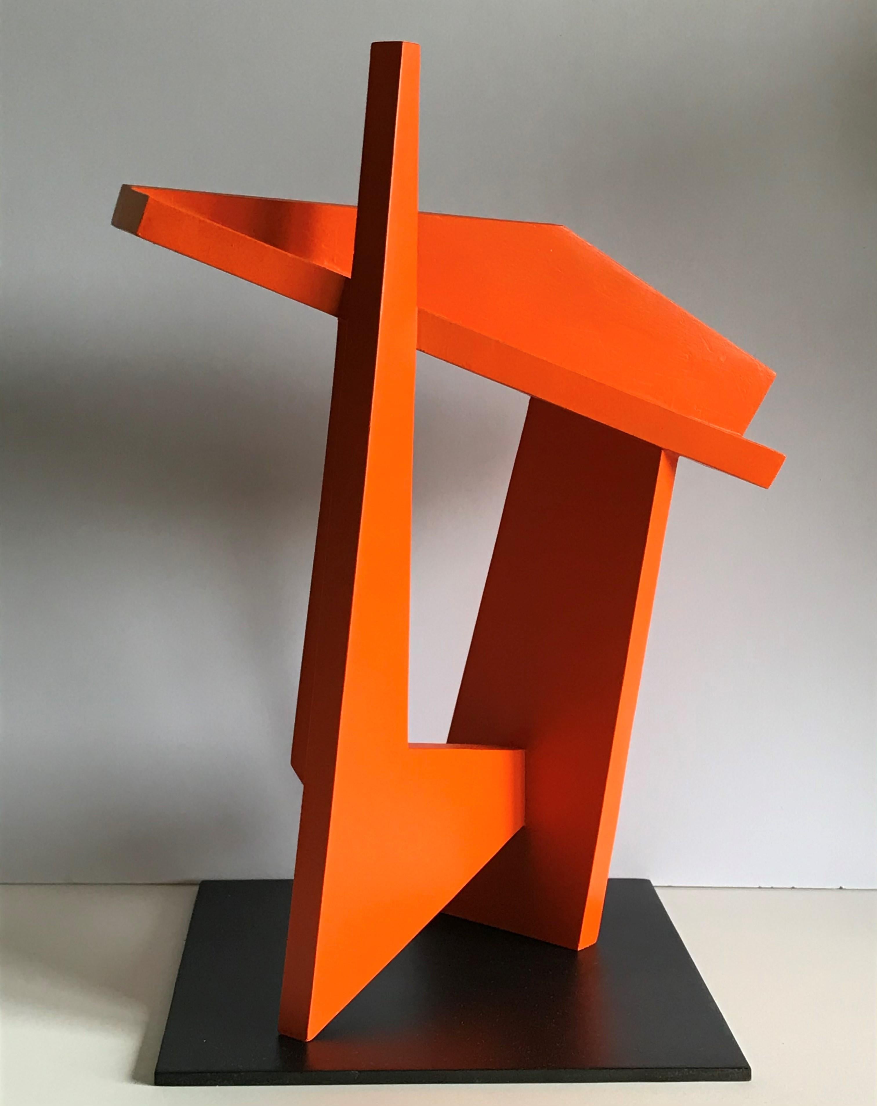The Gate (Minimalistische abstrakte Skulptur des neuen Brutalismus in leuchtendem Rot-Orange)  (Geometrische Abstraktion), Sculpture, von Dai Ban