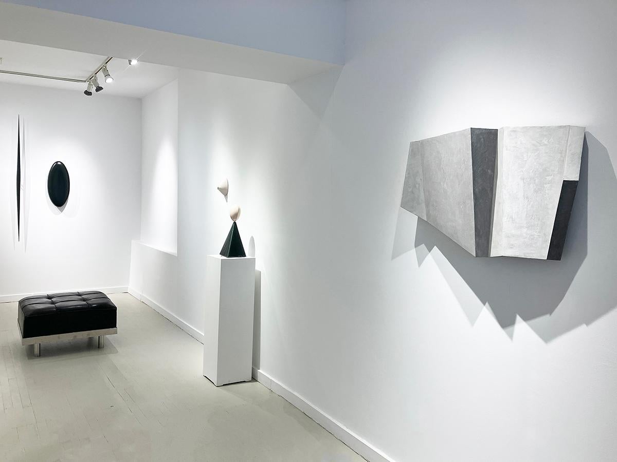Waiting for the Storm (Gray Abstract, Minimalist Geometric 3-D Wall Sculpture) For Sale 1