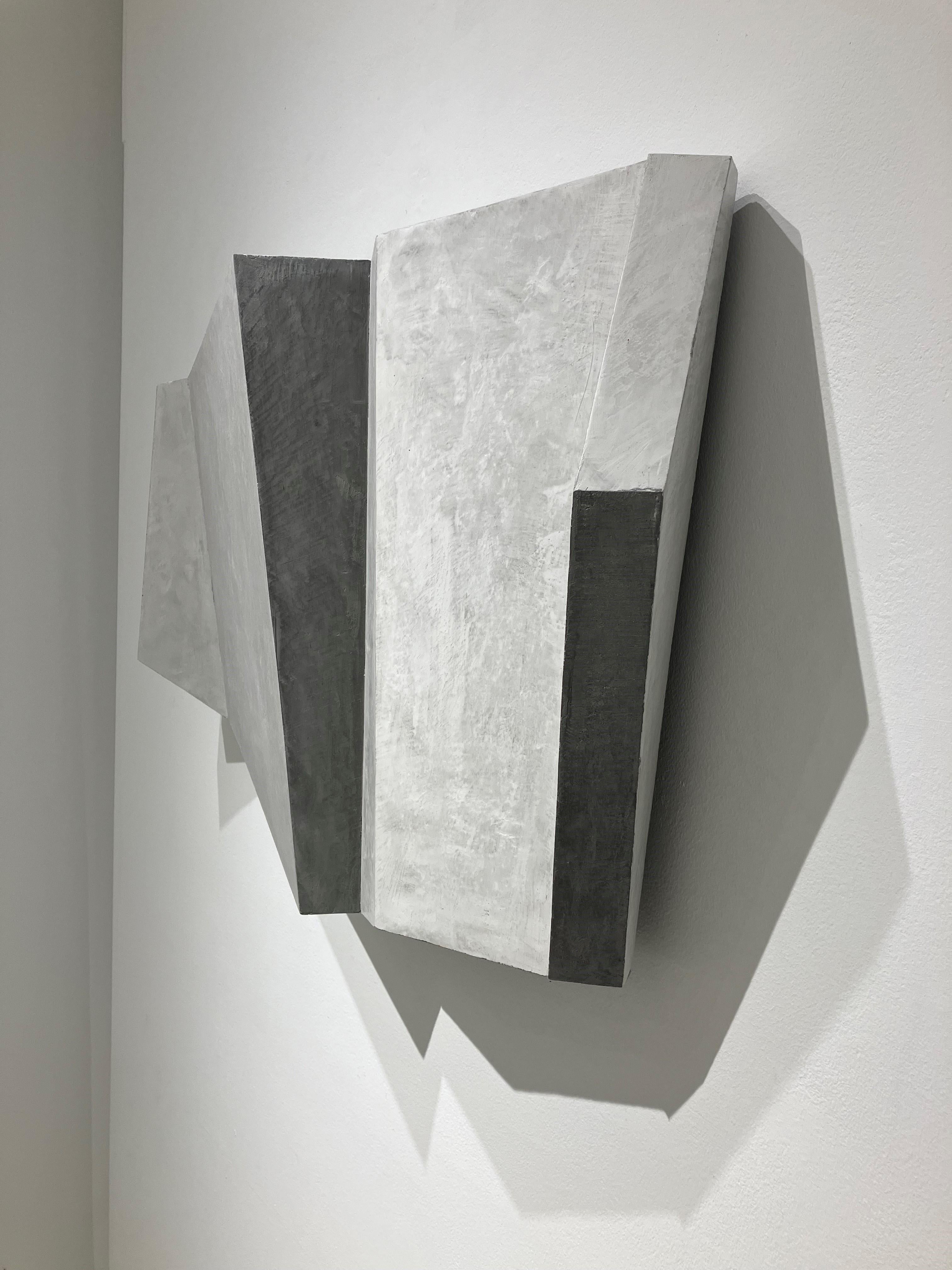 Waiting for the Storm (Gray Abstract, Minimalist Geometric 3-D Wall Sculpture) For Sale 2