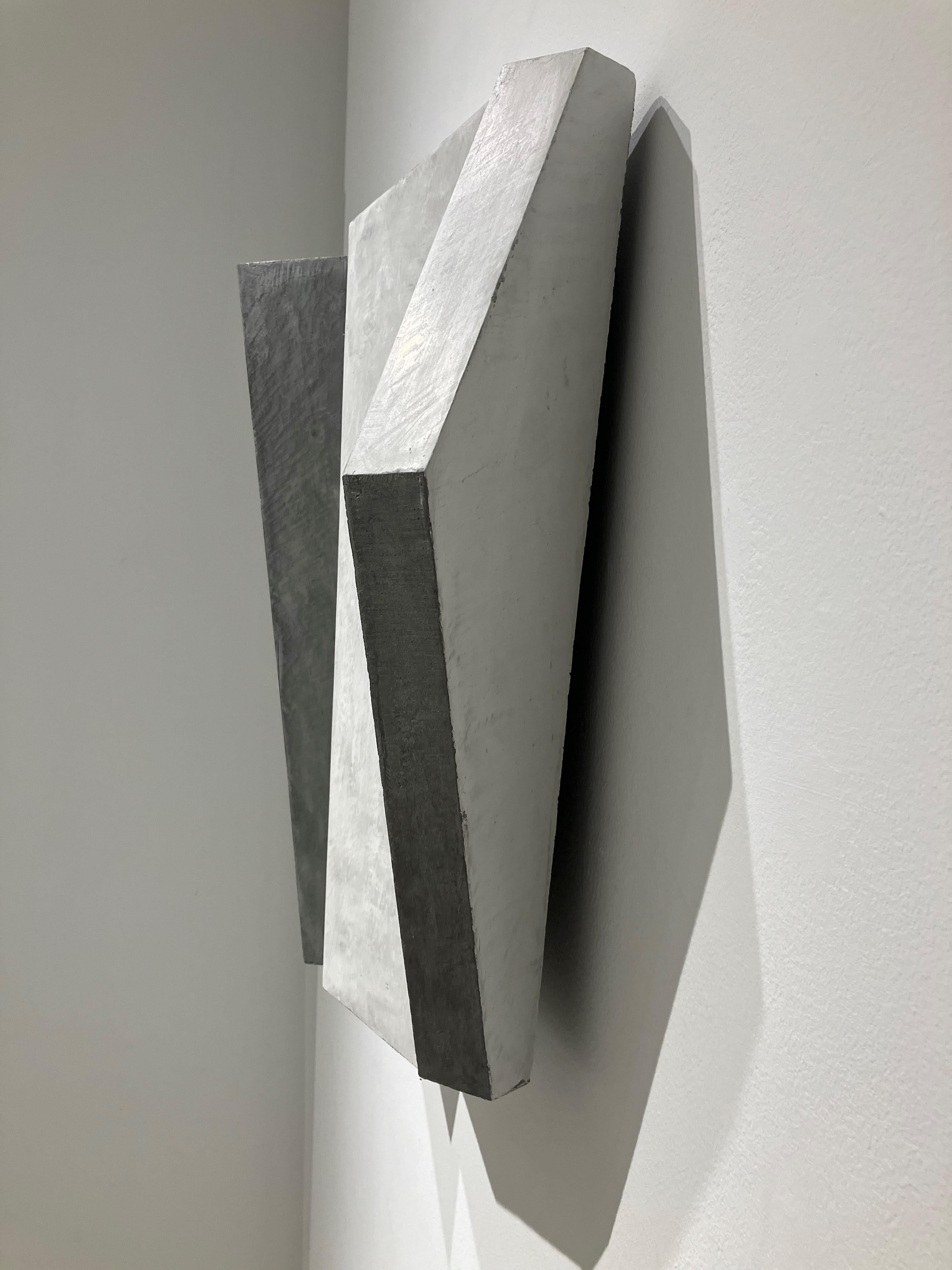 Waiting for the Storm (Gray Abstract, Minimalist Geometric 3-D Wall Sculpture) For Sale 3