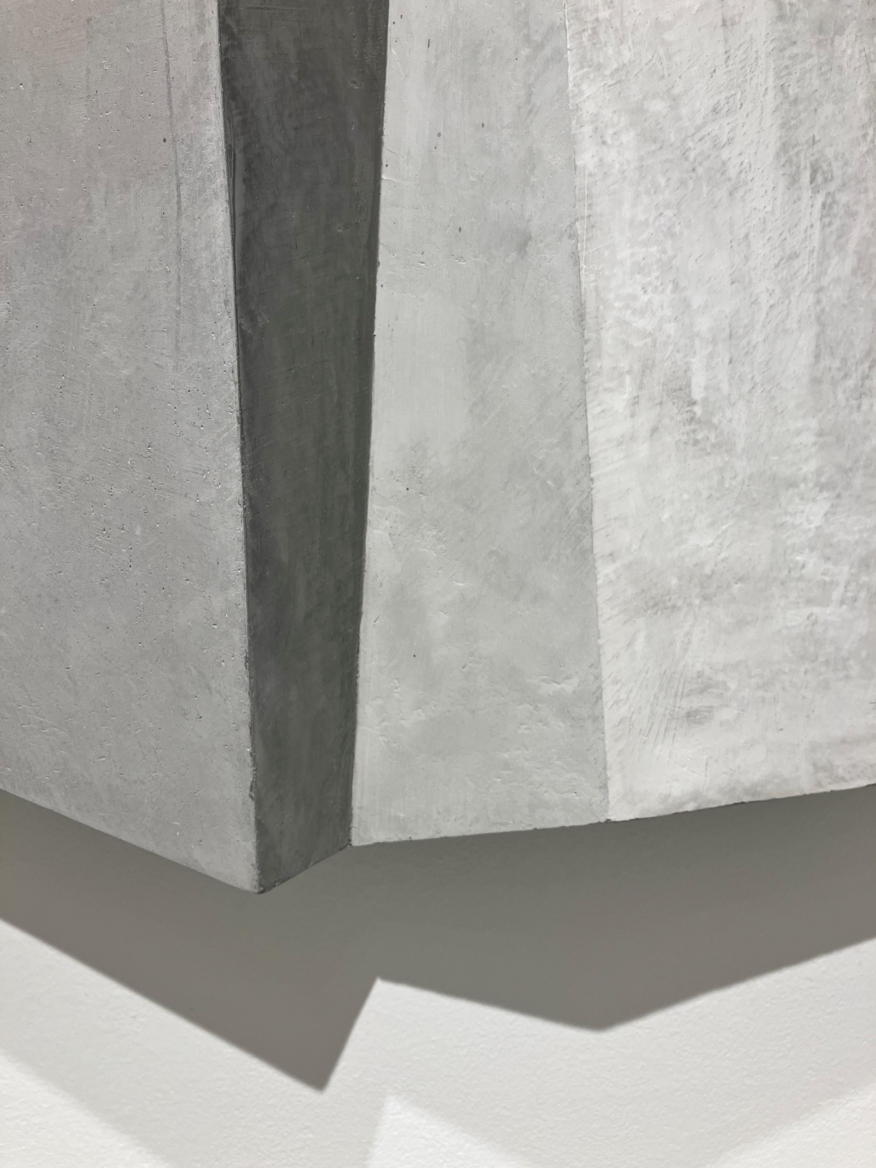 Waiting for the Storm (Gray Abstract, Minimalist Geometric 3-D Wall Sculpture) For Sale 4