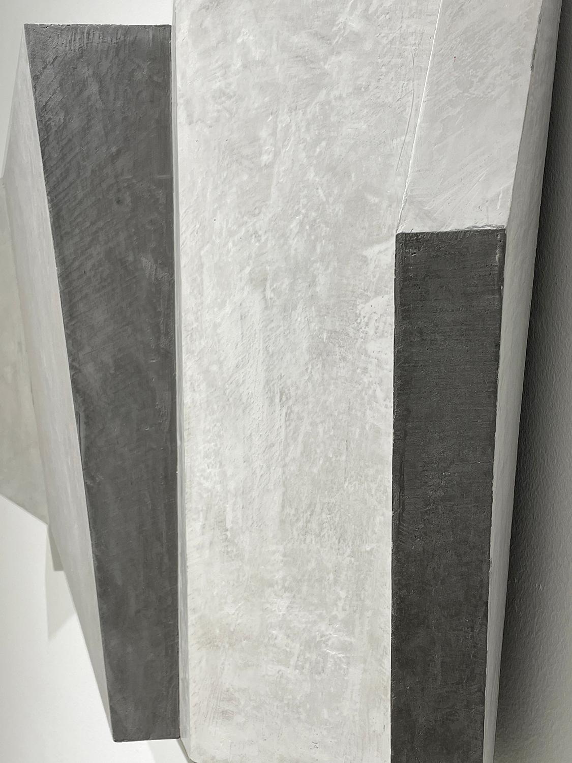 Waiting for the Storm (Gray Abstract, Minimalist Geometric 3-D Wall Sculpture) For Sale 5