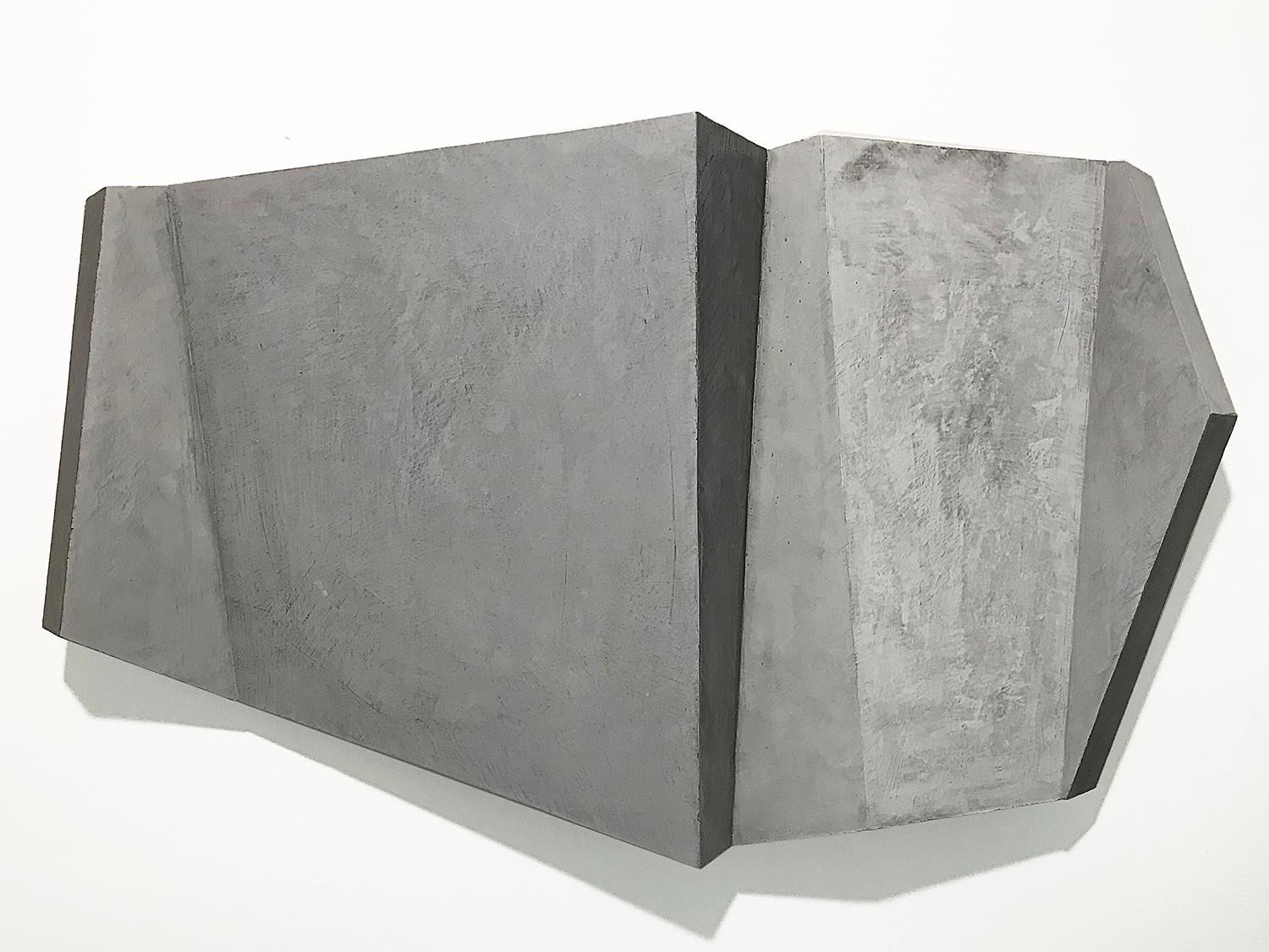 Aspettando la tempesta (scultura da parete 3-D astratta e geometrica minimalista grigia)