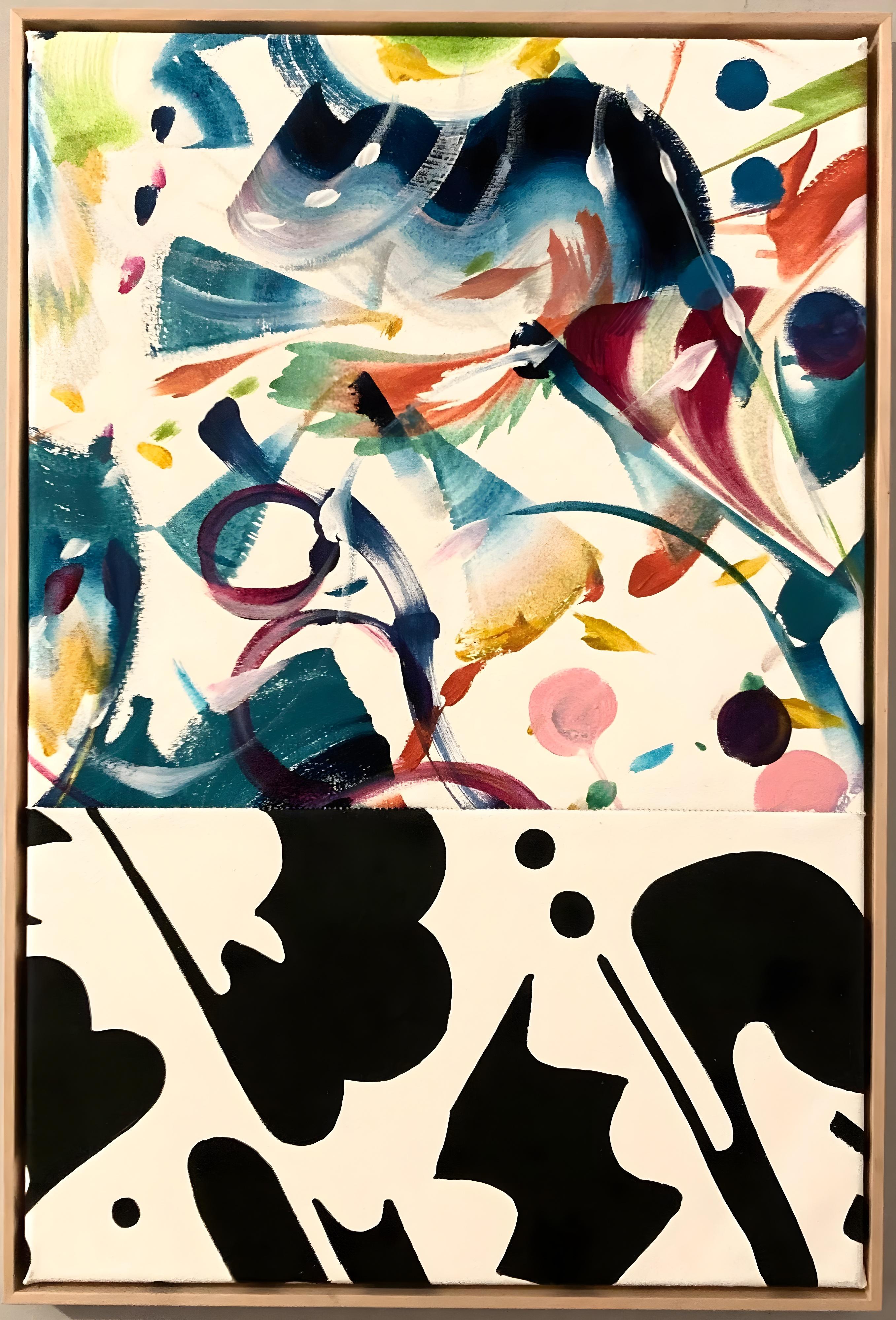 Horizon N.1:  Abstract Acrylic Painting, Framed, 2010s, 60x40 cm