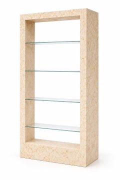 DAIDA Bookcase Cream Marfil Marble Glass Shelves by Joaquín Moll Modern Design