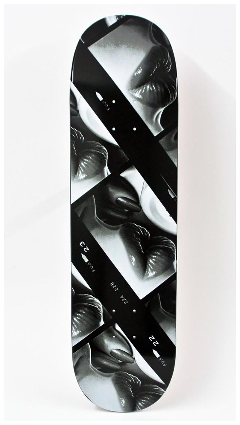 Daido Moriyama Skateboard deck:
This work originated as a result of the collaboration between the legendary Japanese street photographer Daido Moriyama & Evisen Skateboards. A unique wall piece featuring officially licensed imagery of Daido