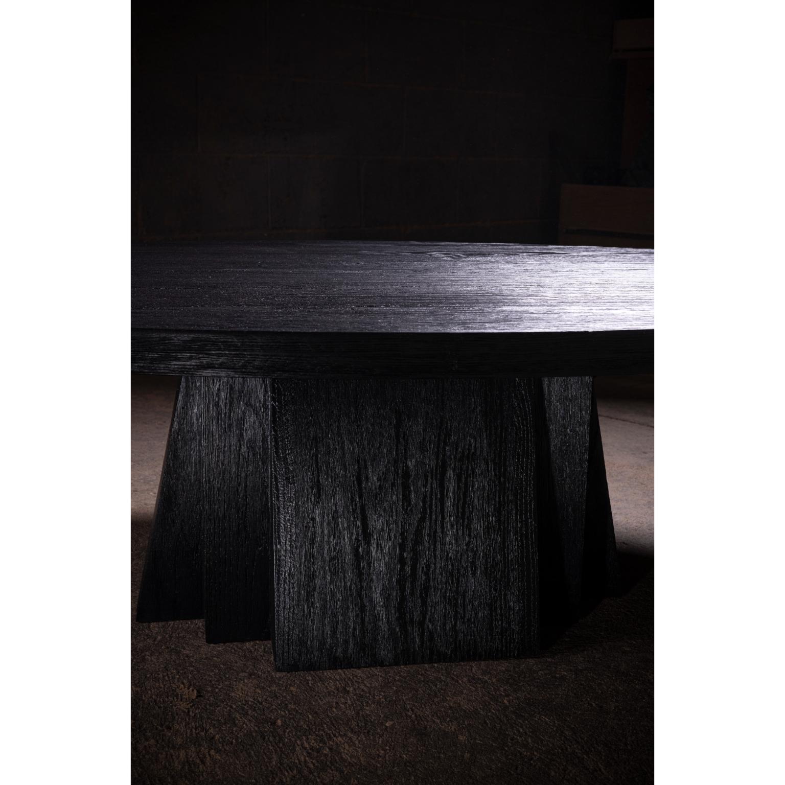 Modern Daido Oval Coffee Table in Solid Black Oak by No Age Studio For Sale