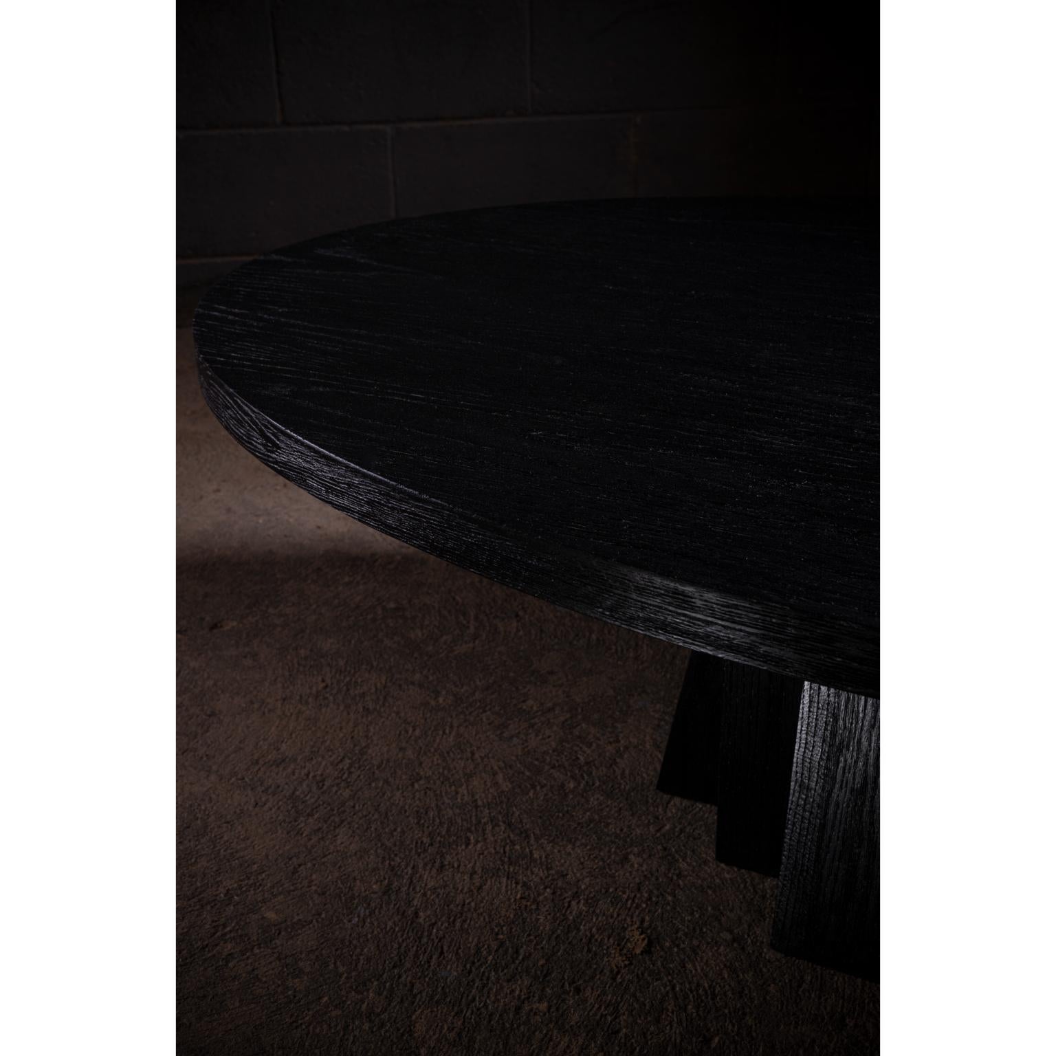 Mexican Daido Oval Coffee Table in Solid Black Oak by No Age Studio For Sale