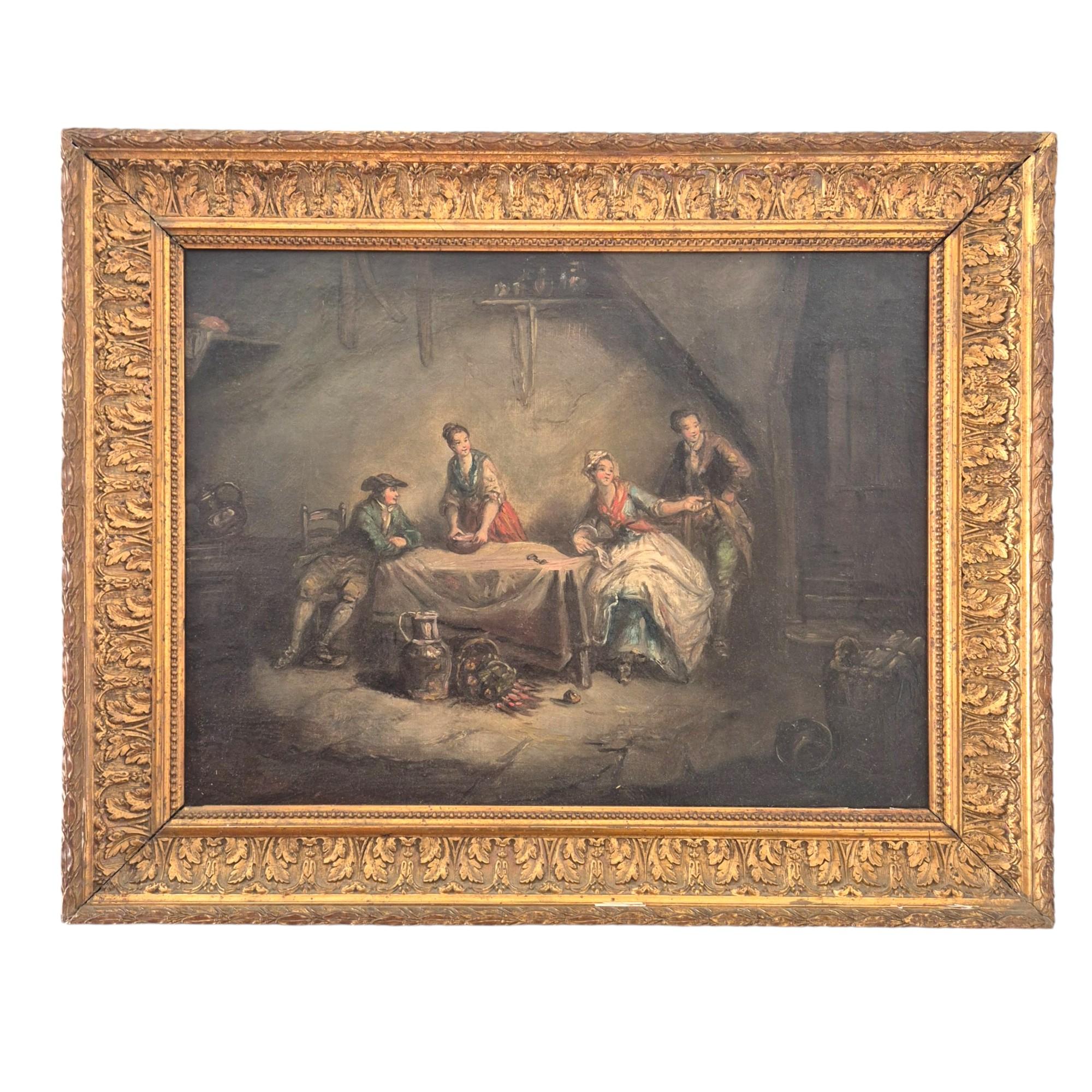 Daily Scene of servants, Öl auf Leinwand, 19. Jahrhundert im Angebot 6