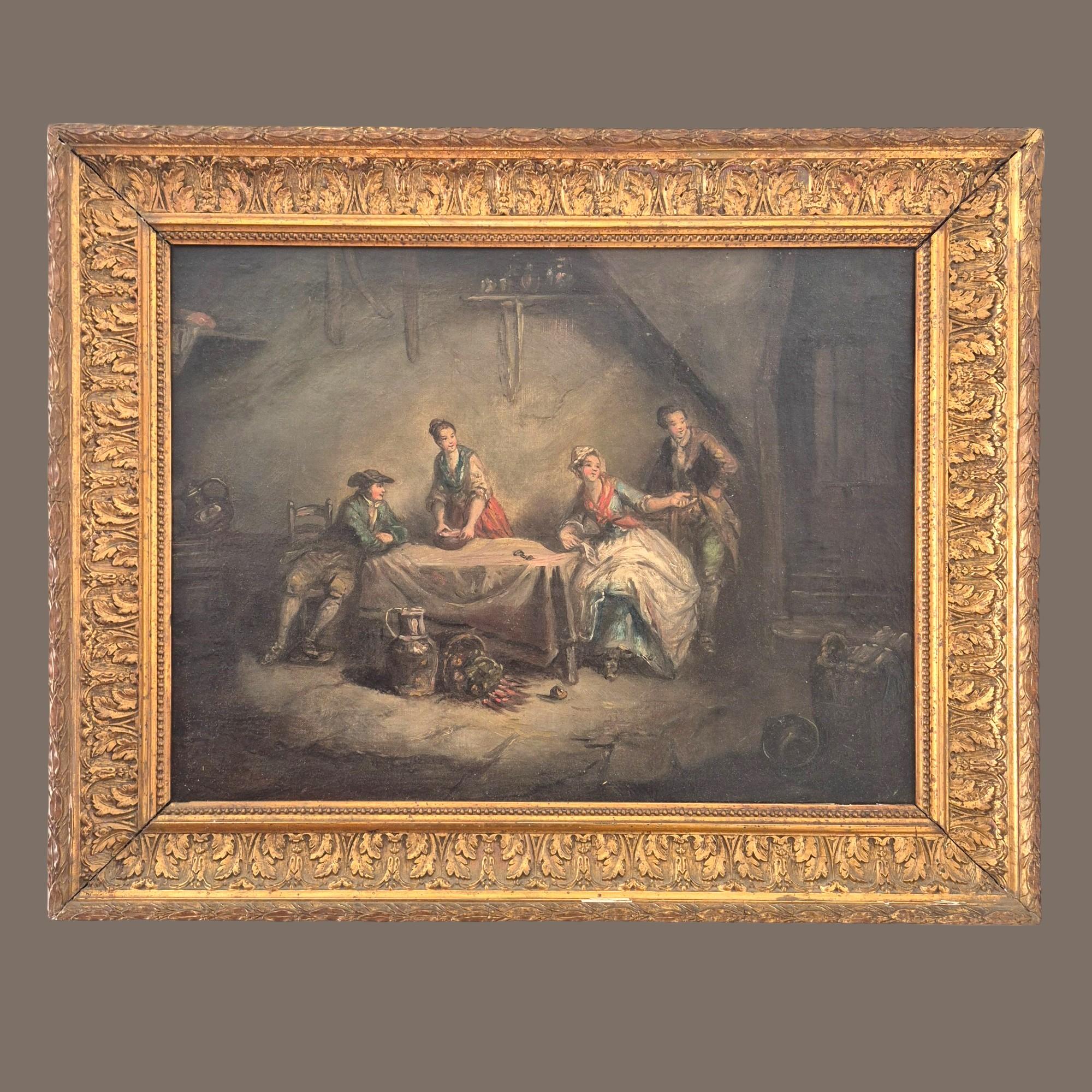 Daily Scene of servants, Öl auf Leinwand, 19. Jahrhundert im Angebot 7