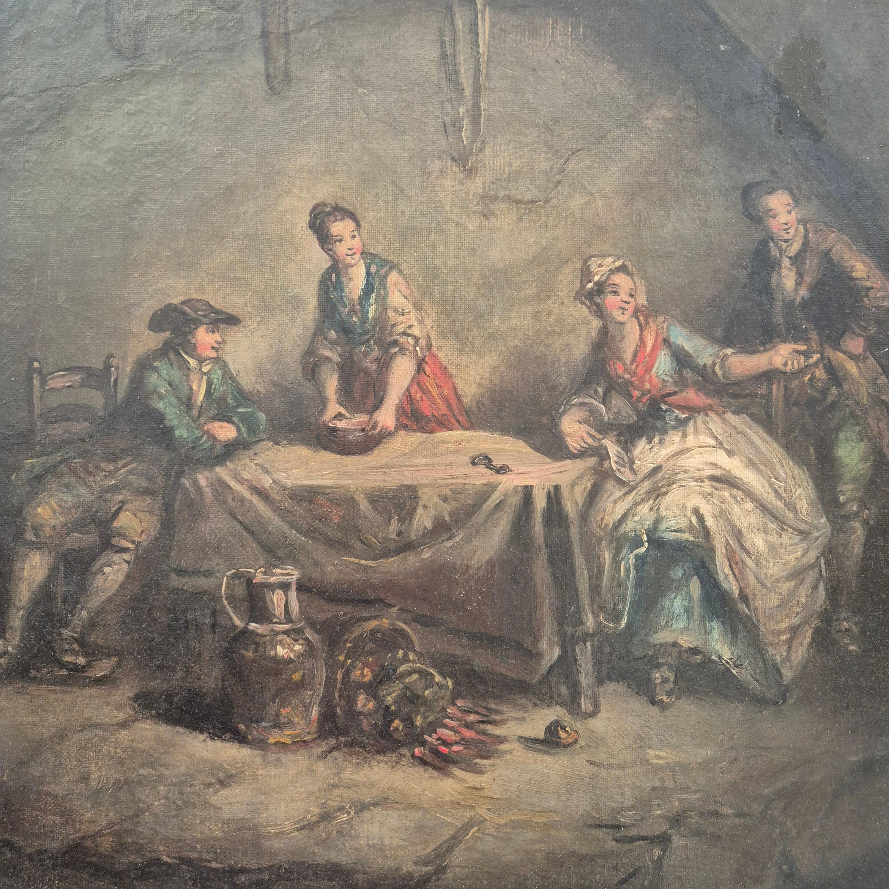 Daily Scene of servants, Öl auf Leinwand, 19. Jahrhundert (Regency Revival) im Angebot