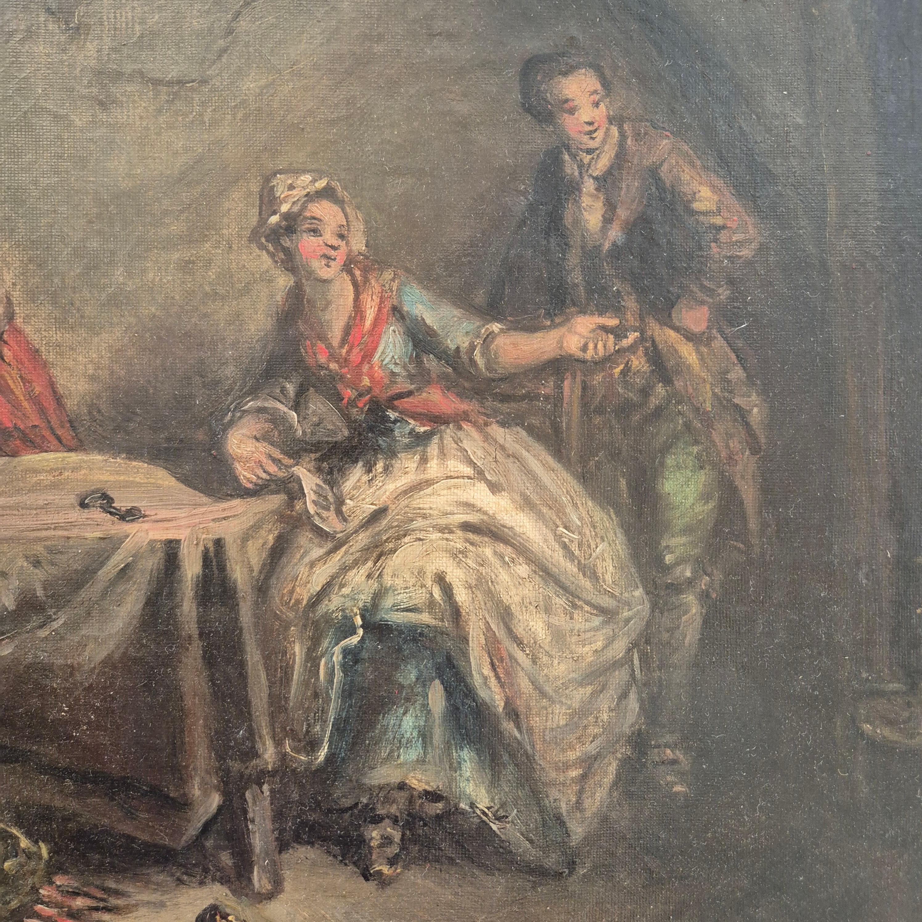 Daily Scene of servants, Öl auf Leinwand, 19. Jahrhundert (Französisch) im Angebot