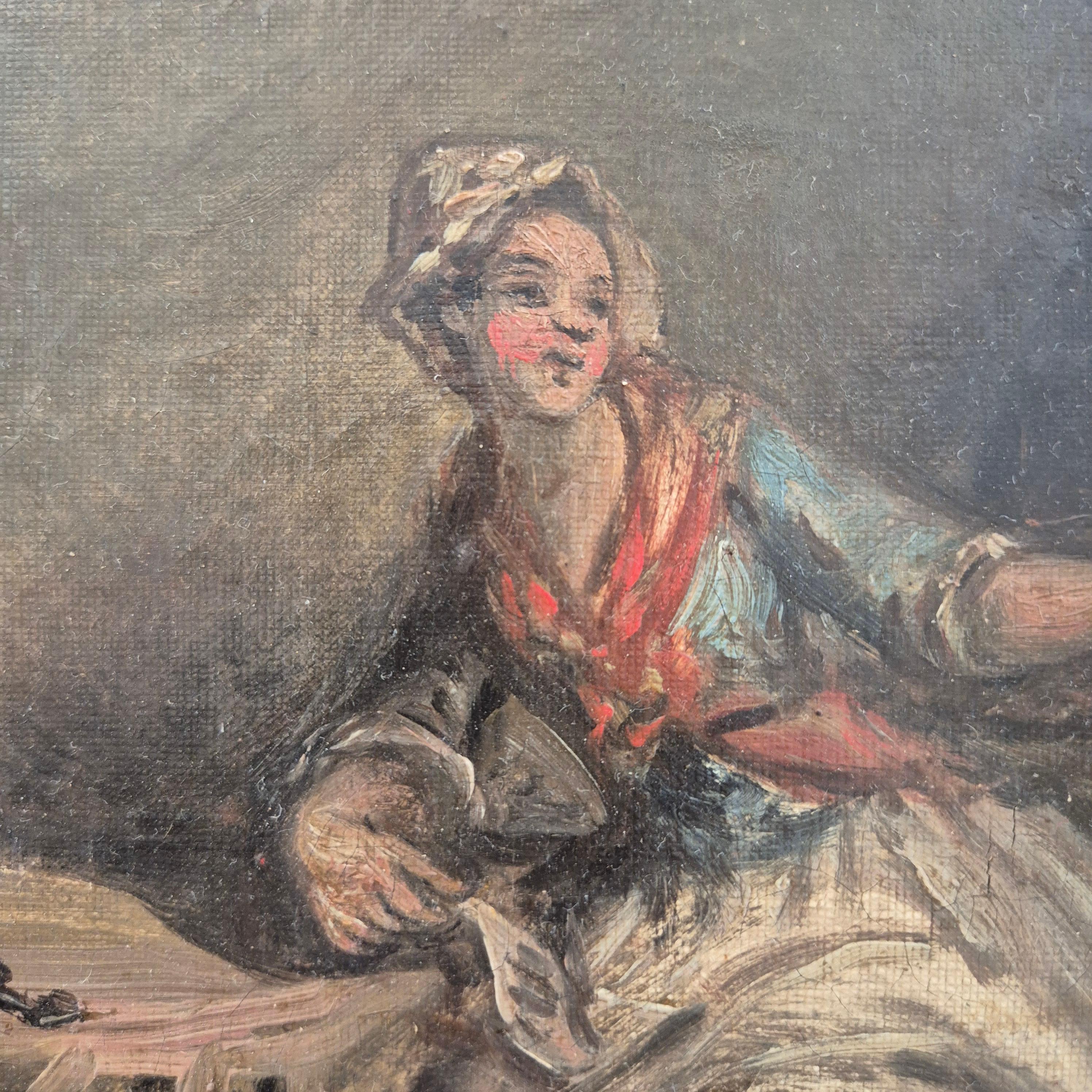 Daily Scene of servants, Öl auf Leinwand, 19. Jahrhundert im Zustand „Gut“ im Angebot in NICE, FR