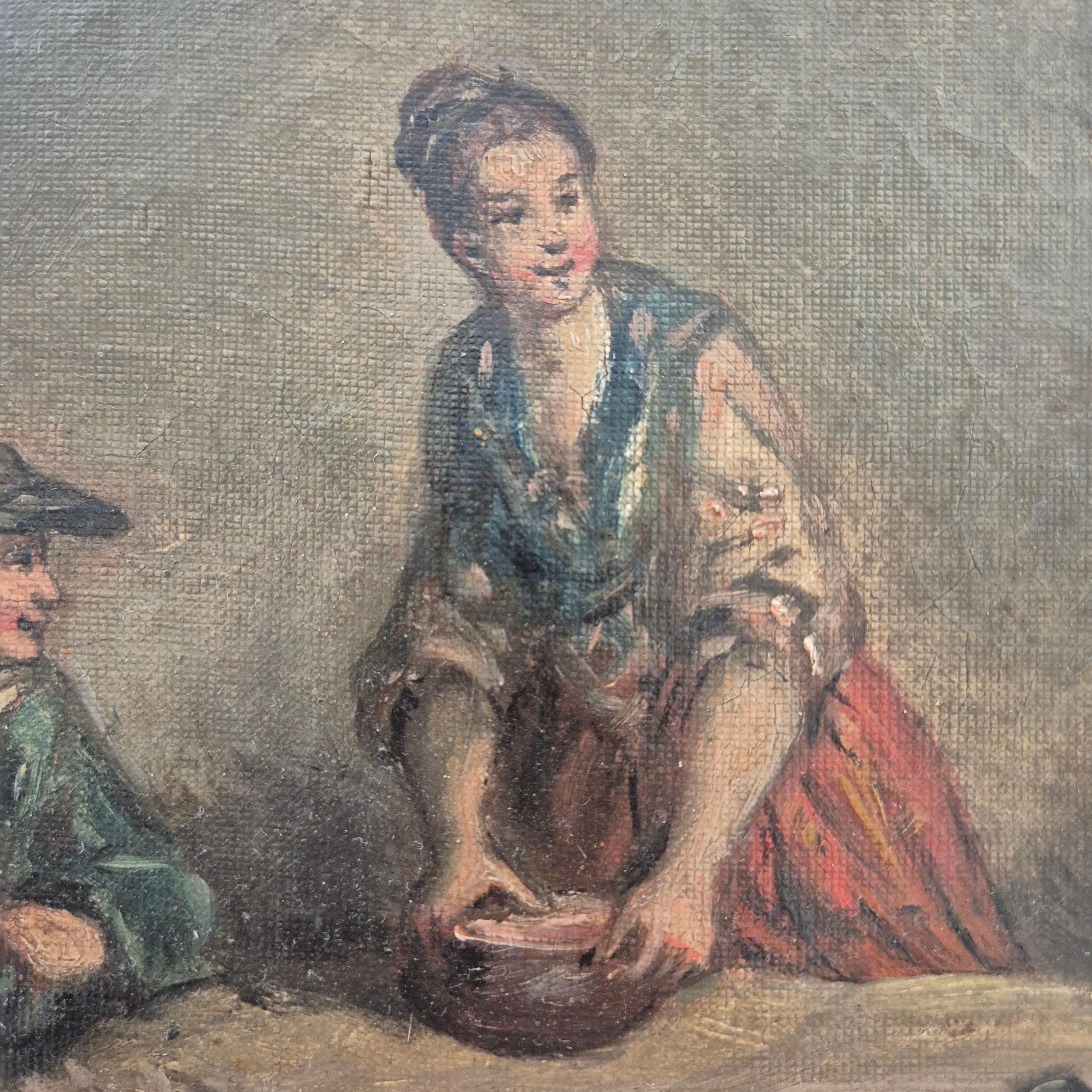 Daily Scene of servants, Öl auf Leinwand, 19. Jahrhundert im Angebot 1