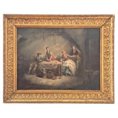 Scena quotidiana di domestici, olio su tela, XIX secolo