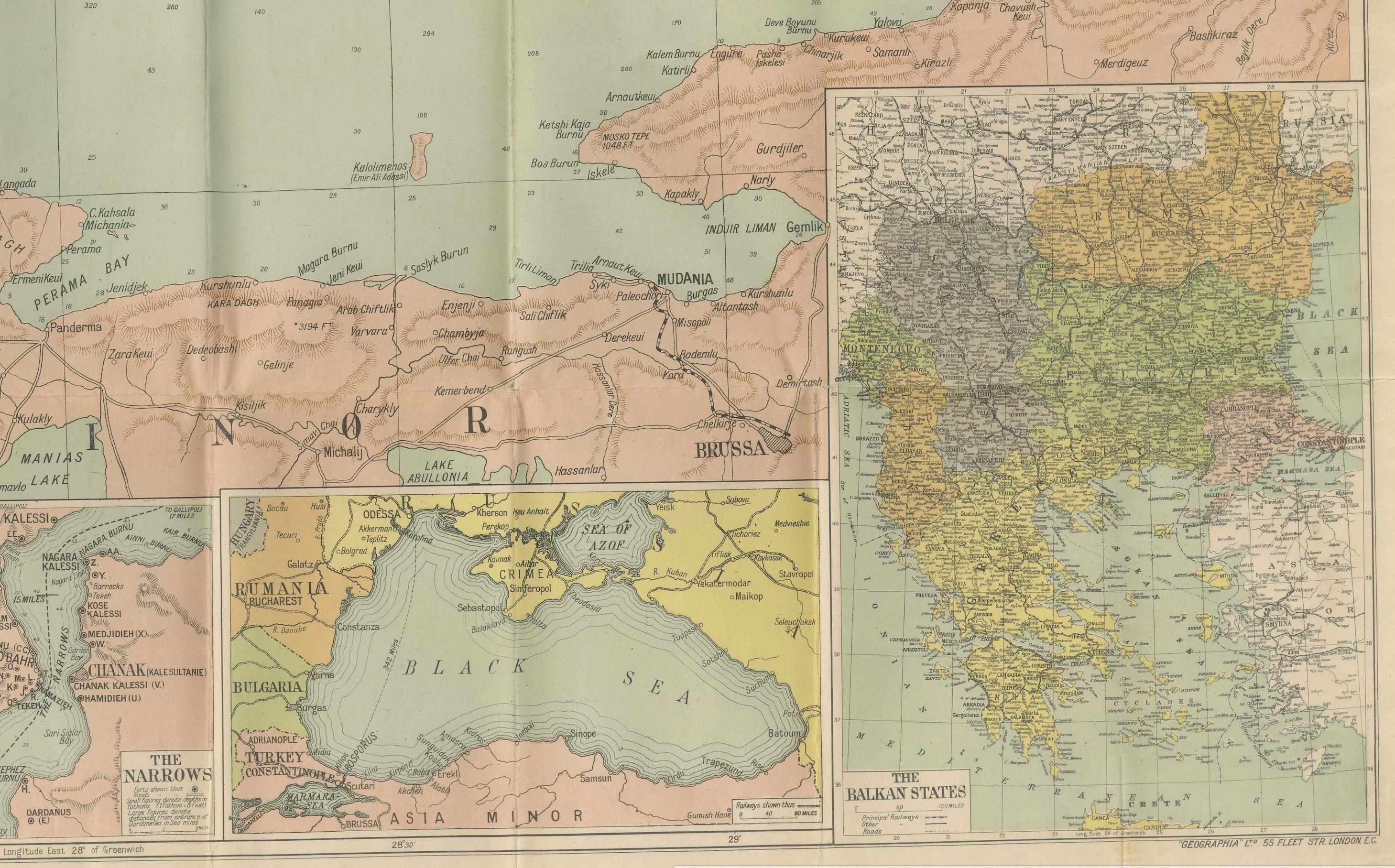 Daily Telegraph War Map 1877 - Empire ottoman, Balkans et Constantinople Antique en vente 4