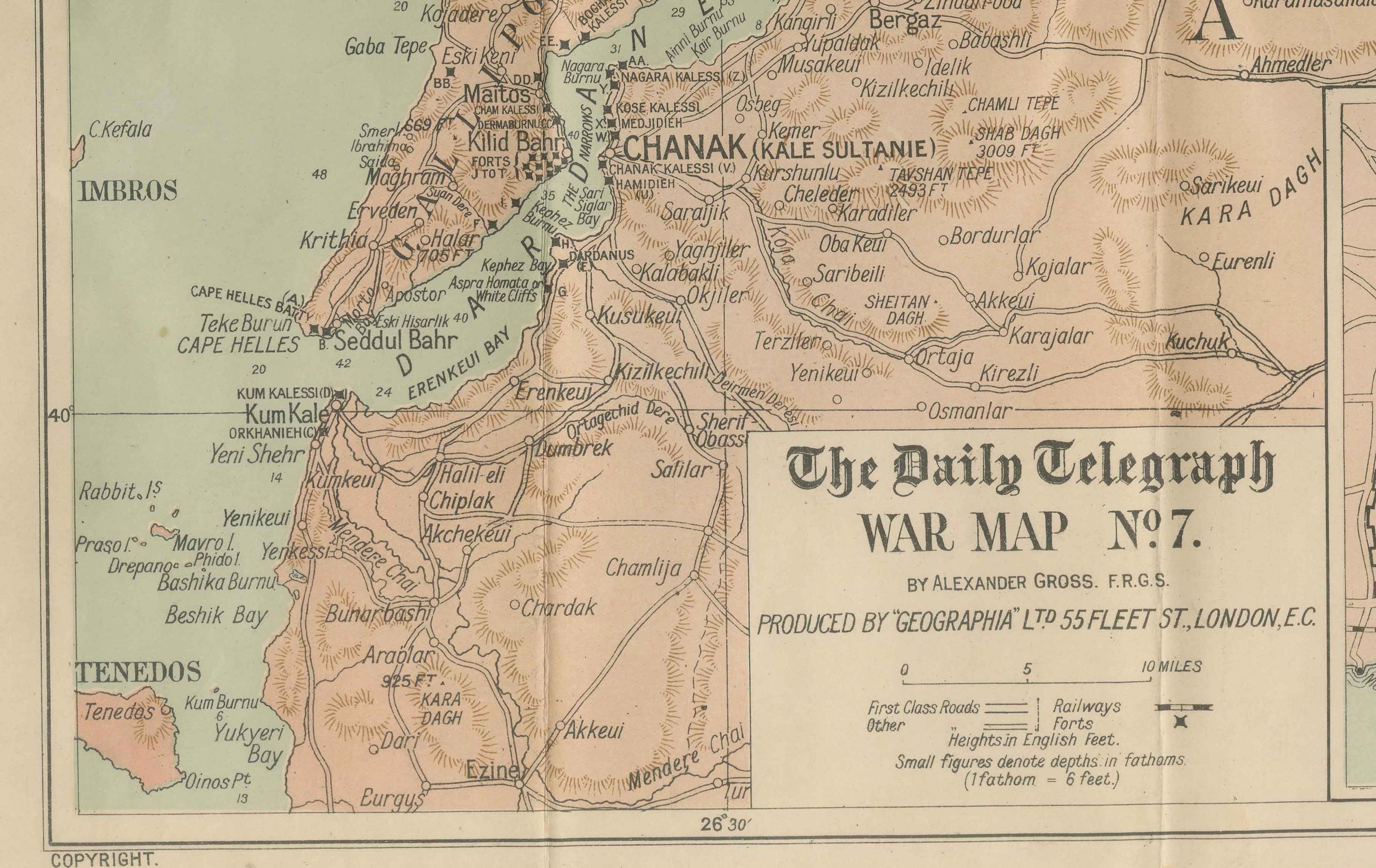 Daily Telegraph War Map 1877 - Empire ottoman, Balkans et Constantinople Antique en vente 1