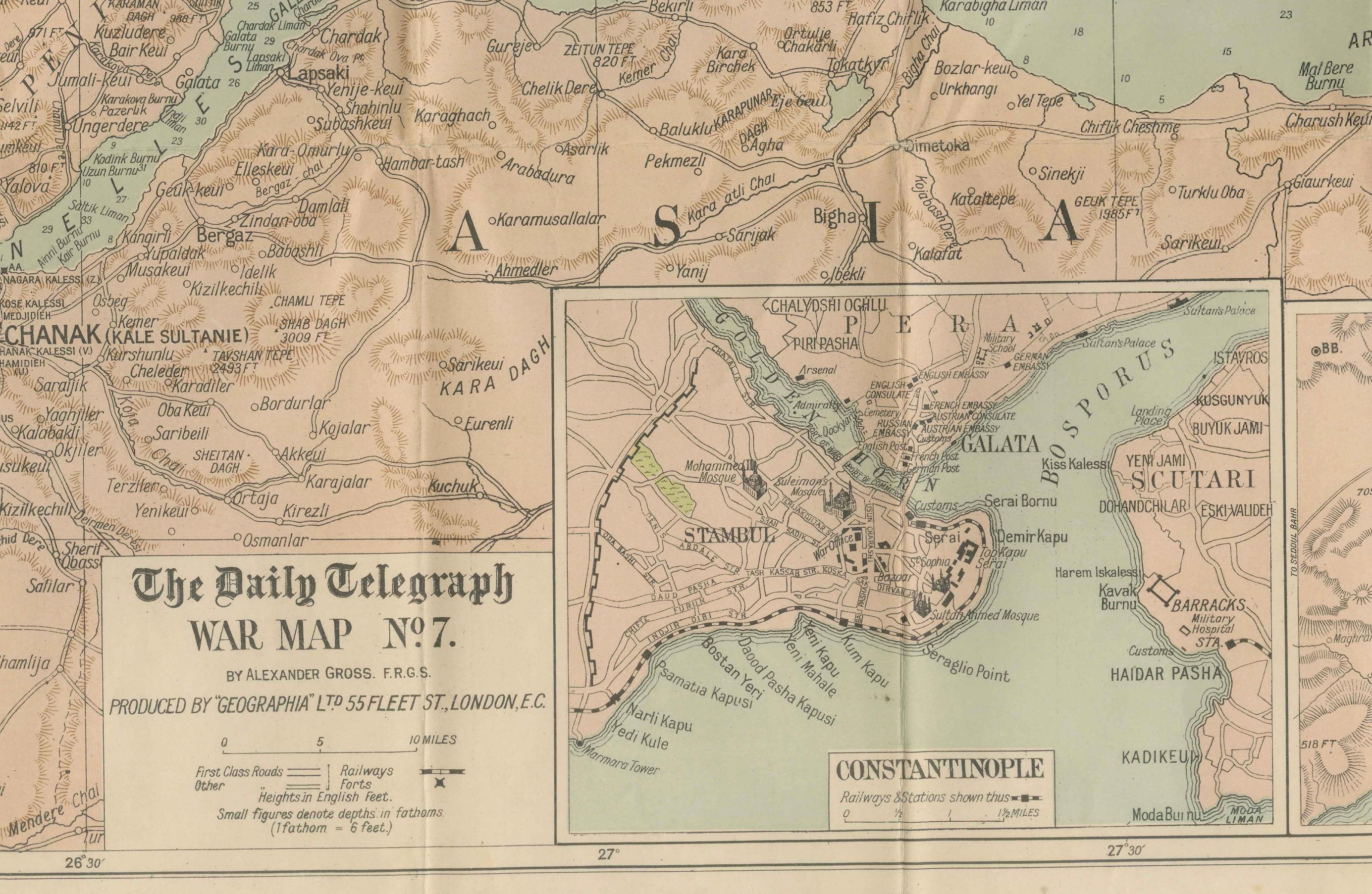 Daily Telegraph War Map 1877 - Empire ottoman, Balkans et Constantinople Antique en vente 3