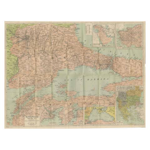 Daily Telegraph War Map 1877 – Ottoman Empire, Balkans & Constantinople Antique