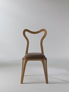 DAINA Dining Chair with Upholstered Seat Covered with Leather by Nigel Coates