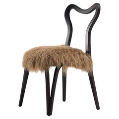 DAINA Tibet Lamb Fur Dining Chair in Solid Walnut by Nigel Coates