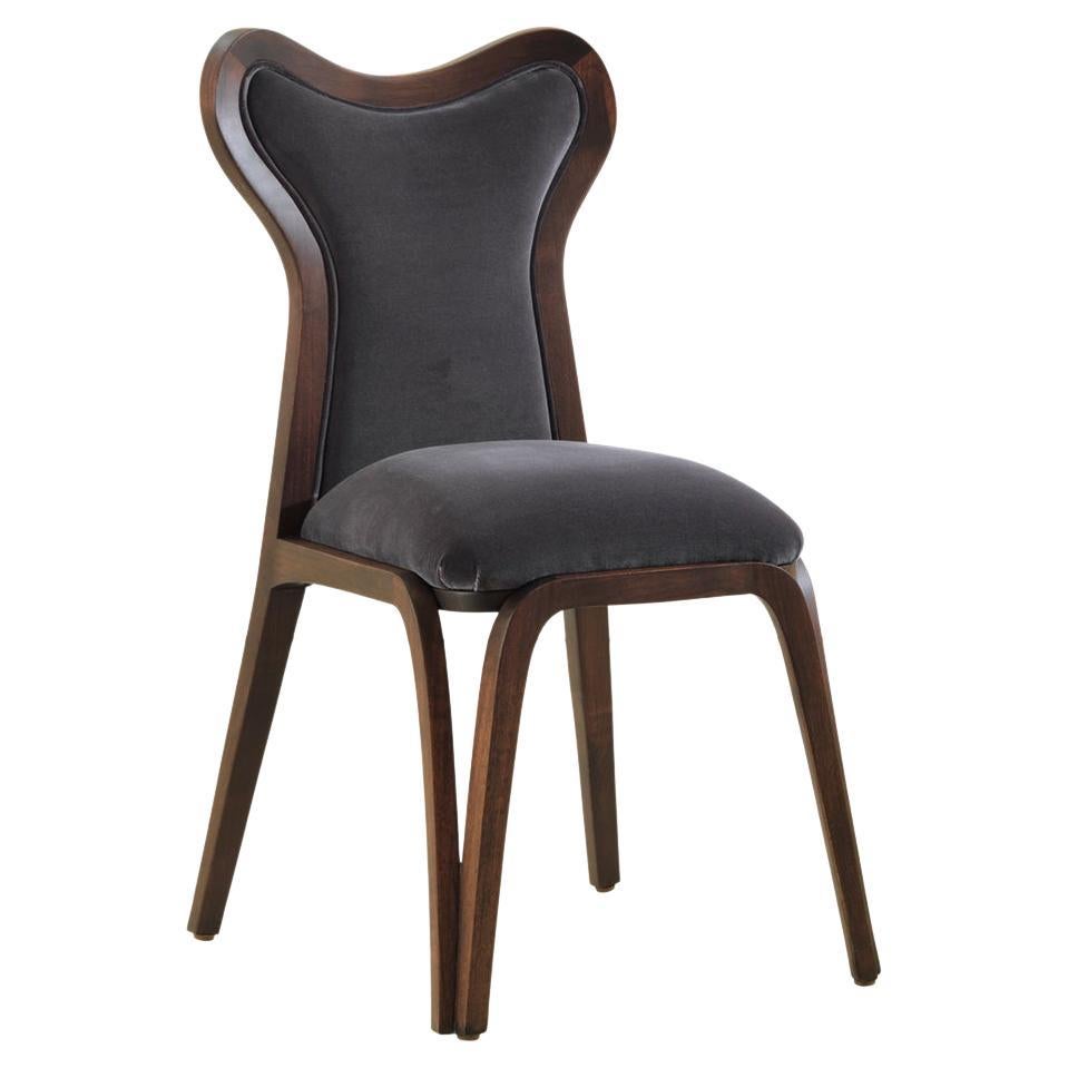 DAINA-UP Chair in Solid Walnut and Padded Seat covered with Velvet