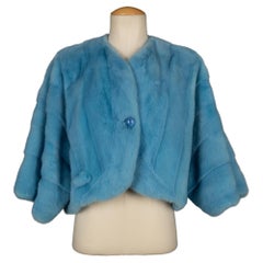 Used Dainese Sky-Blue Lustered Mink Bolero / Jacket