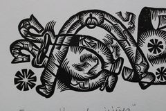 La bardatura di un puledro. 1979. Carta, linoleografia, 19x33 cm
