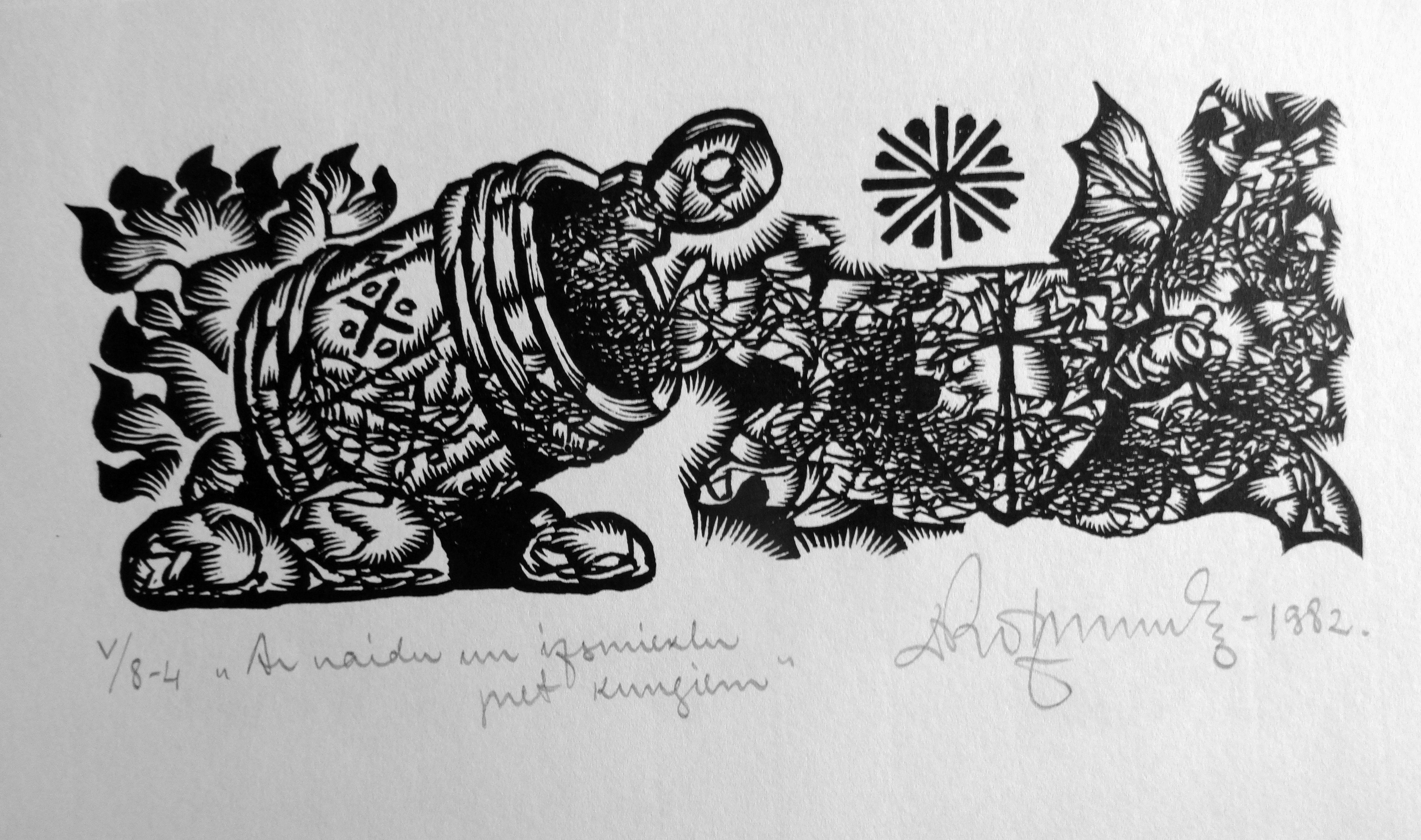 Botte. 1982. Carta, linoleografia, 20x34 cm