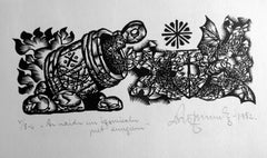 Retro Barrel. 1982. Paper, linocut, 20x34 cm