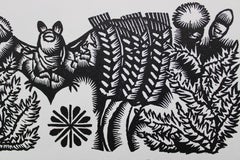 Bat in the meadow. 1982. Paper, linocut, 20x34 cm