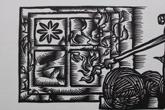 Clothes making skill. 1979. Paper, linocut, 25x34 cm