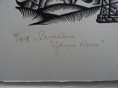 Tag des Sonnenuntergangs. 1984. Papier, Linolschnitt, 20x34 cm