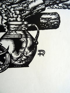 Dedication zur Stadt Valmiera. 1982, Linolschnitt, Druckgröße 60x42 cm; insgesamt 70x55 cm