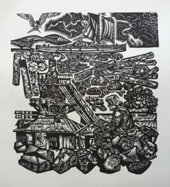 Fatigue. 1977, Paper, linocut, print size 55x50 cm; total 70x65 cm