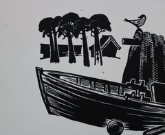 Barco de pesca. Doble cara. Papel, linograbado, 21x27, 5 cm