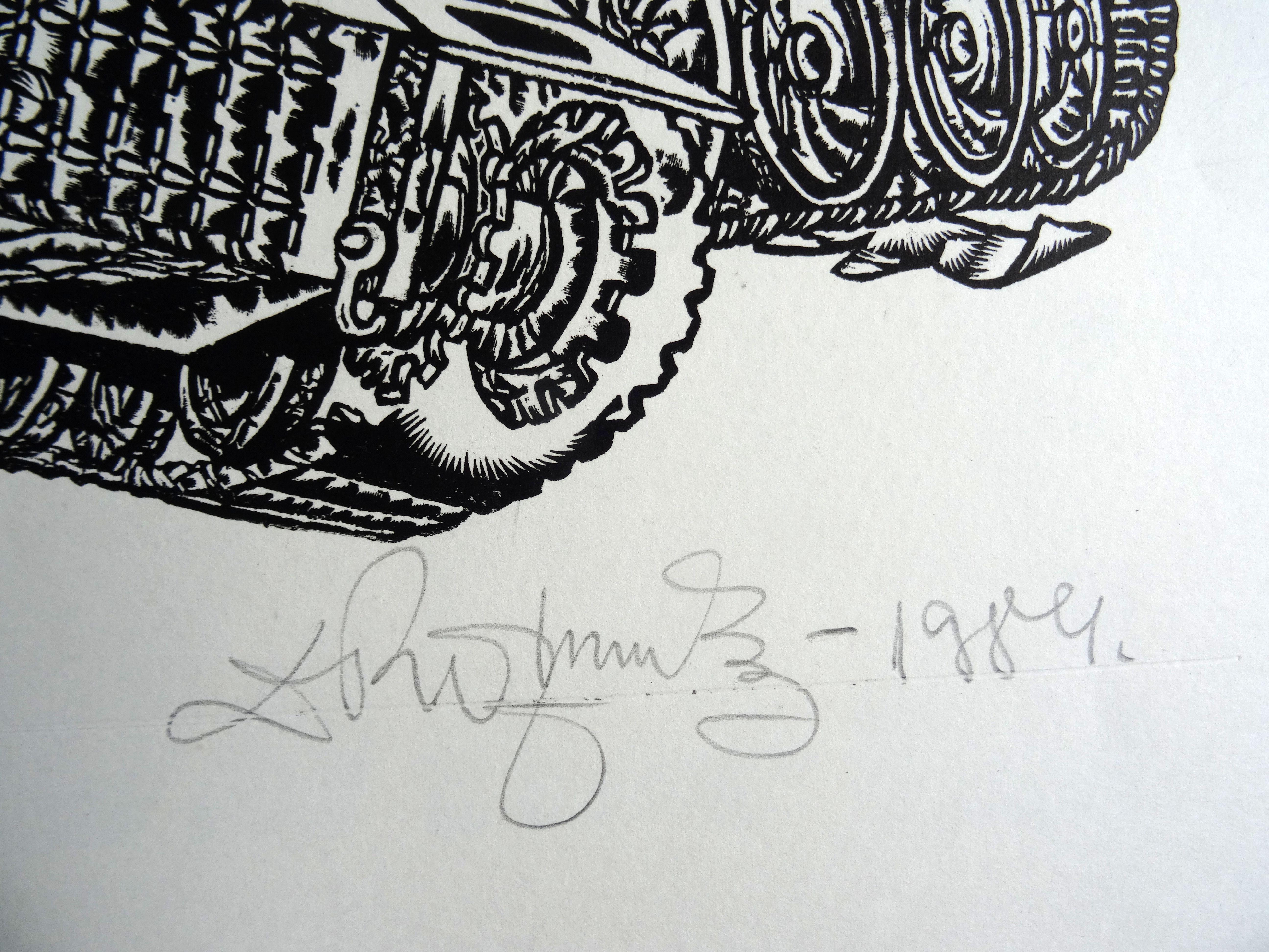 Fracture. 1984, Linolschnitt, Druckgröße 47x58 cm; insgesamt 60x68 cm (Geometrische Abstraktion), Print, von Dainis Rozkalns