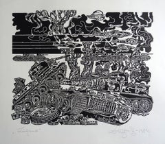 Fracture. 1984, Linolschnitt, Druckgröße 47x58 cm; insgesamt 60x68 cm