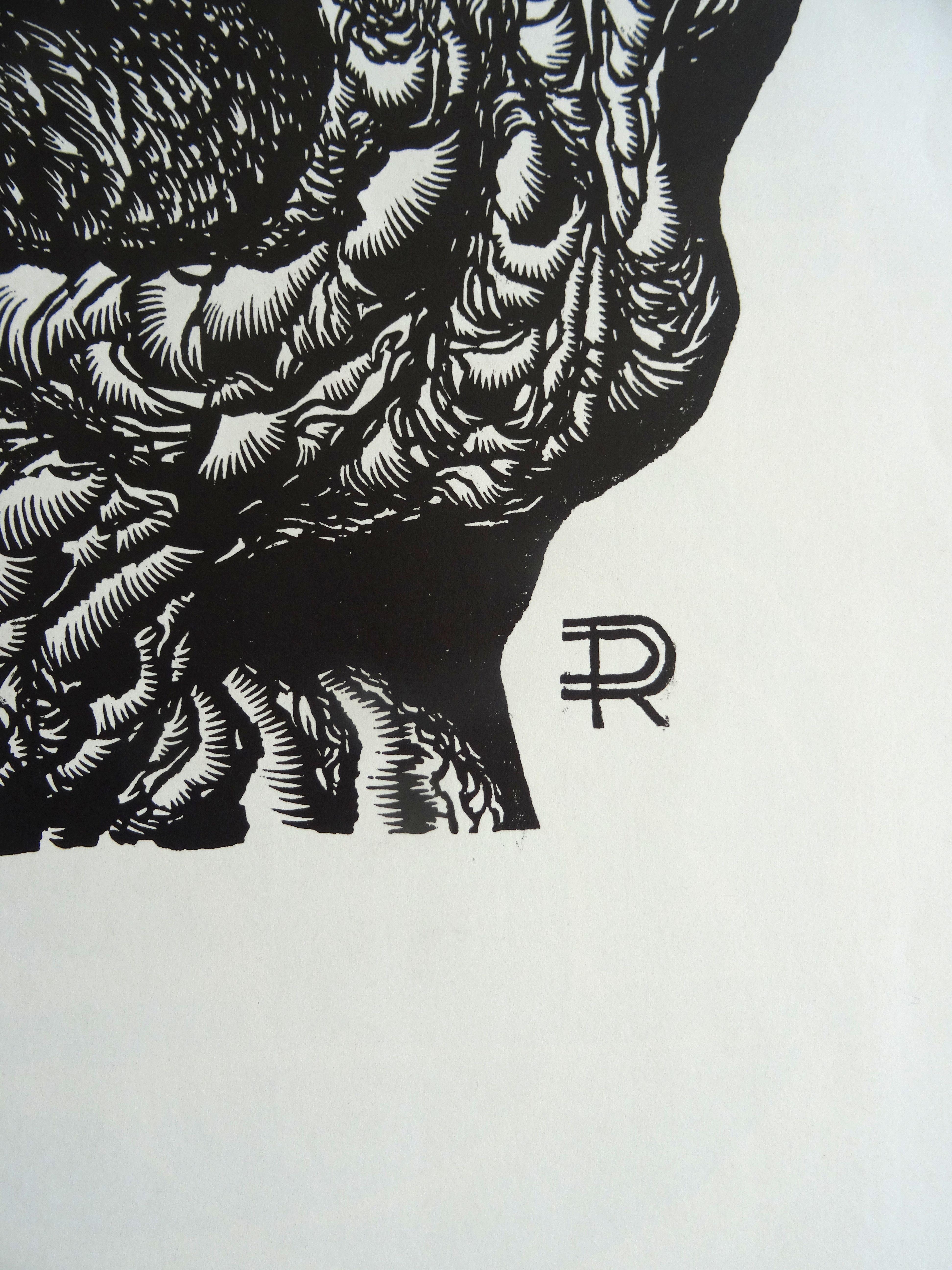 Großvaterbaum. 1982, Papier, Linolschnitt, Druckgröße 50x55 cm; insgesamt 65x65 cm (Geometrische Abstraktion), Print, von Dainis Rozkalns