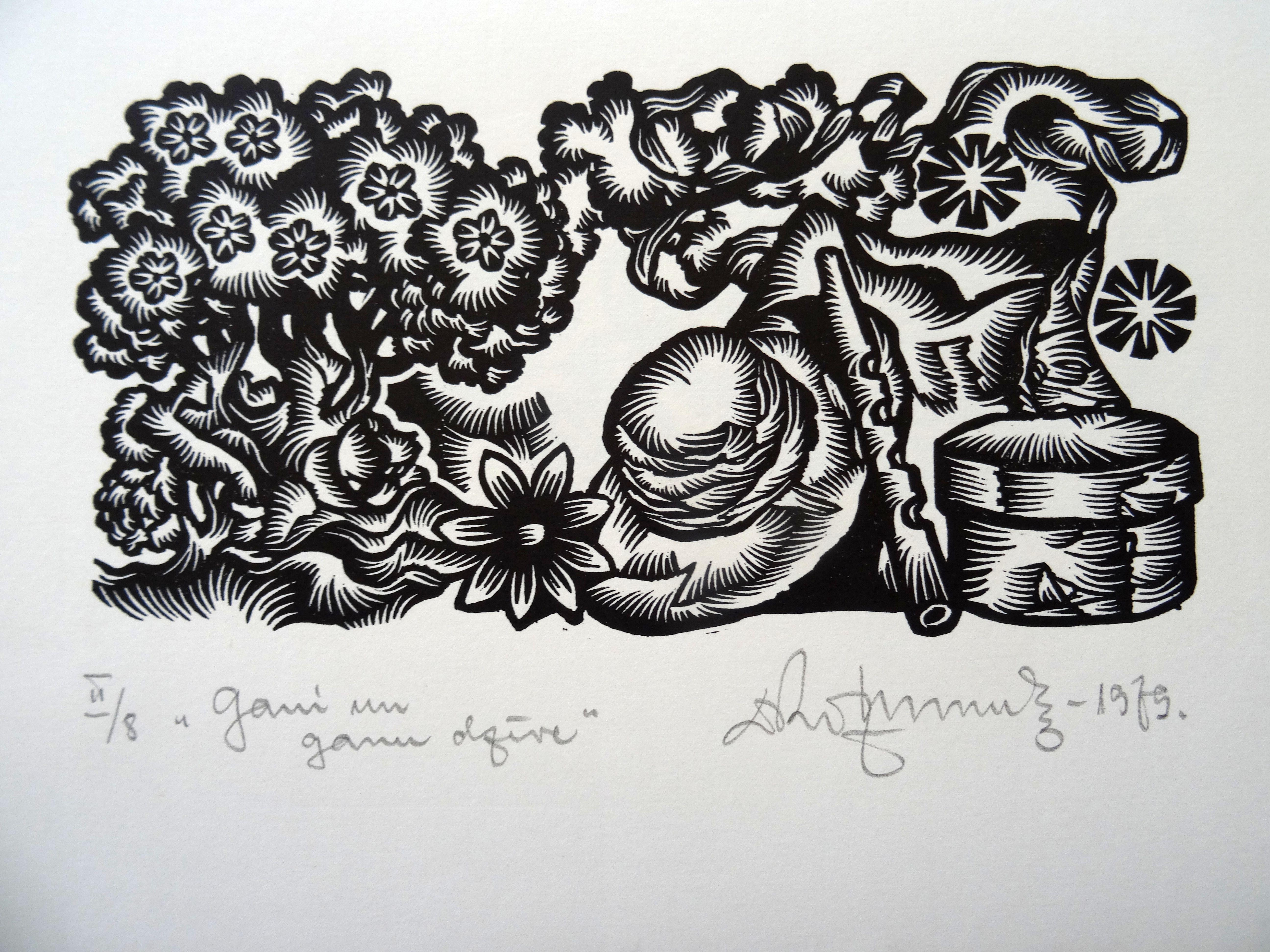 Herdsman's life. 1979. Paper, linocut, 25x34 cm
