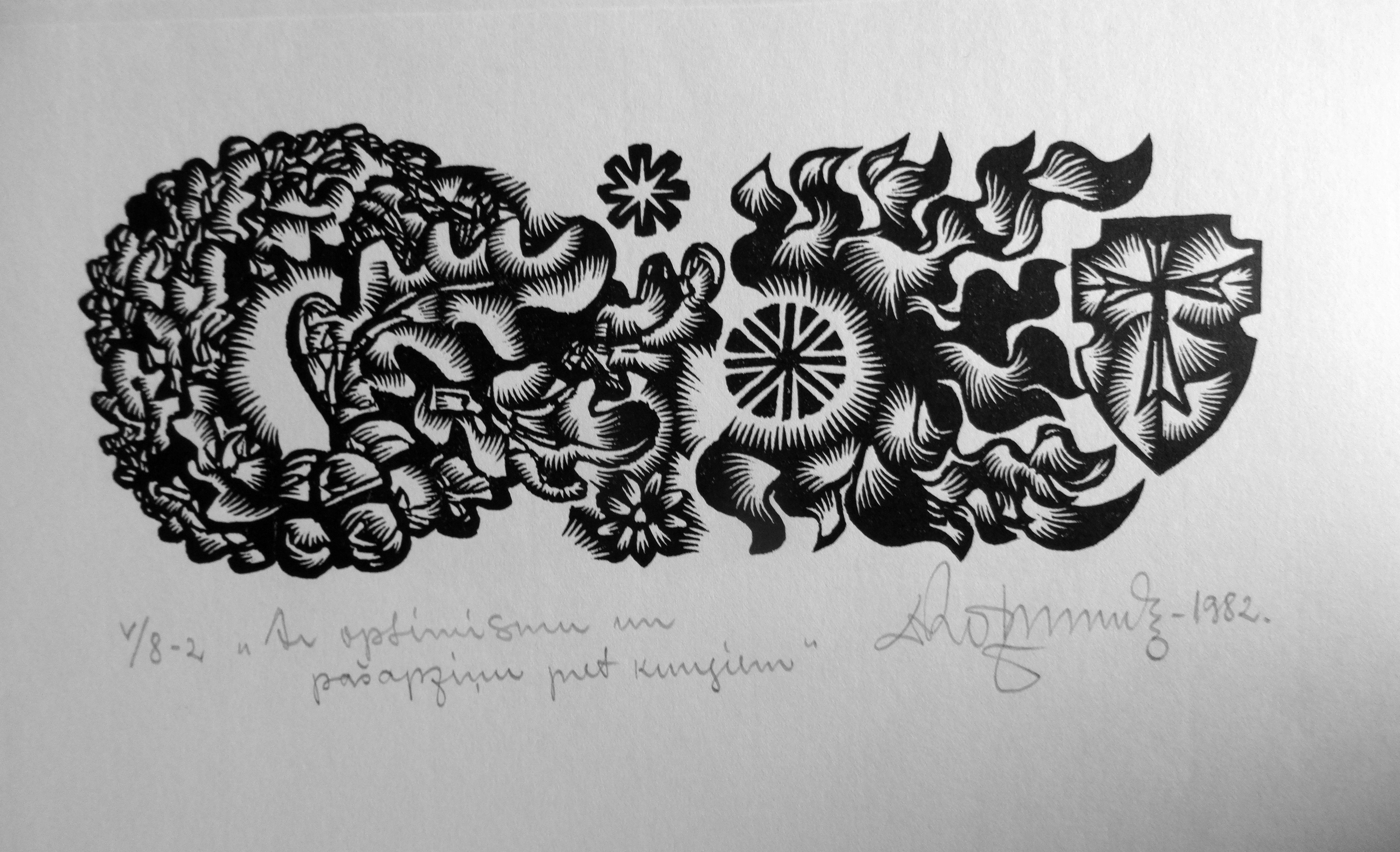 Dainis Rozkalns Landscape Print - Hopefulness. 1982. Paper, linocut, 20x34 cm