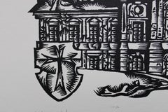 In slavery to the lord and manor. 1982. Paper, linocut, 25x34 cm