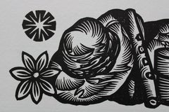 Alegrías, penas y dificultades del pastor. 1979. Papel, linograbado, 19x33 cm