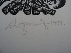 I bambini del solstizio. 1984. Carta, linoleografia, 20x34 cm